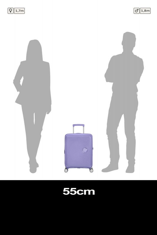 Валіза American Tourister, Soundbox, поліпропілен, мала, 55см, 35.5/41л, TSA, 4 колеса, EXP, лавандовий