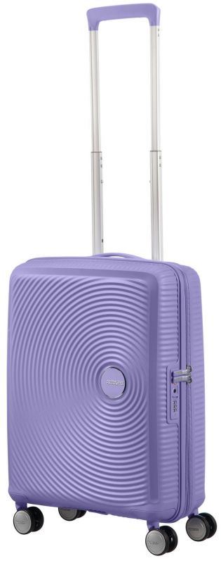 Валіза American Tourister, Soundbox, поліпропілен, мала, 55см, 35.5/41л, TSA, 4 колеса, EXP, лавандовий