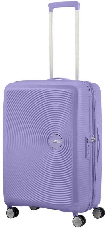 Валіза American Tourister, Soundbox, поліпропілен, середня, 67см, 71.5/81л, TSA, 4 колеса, EXP, лавандовий