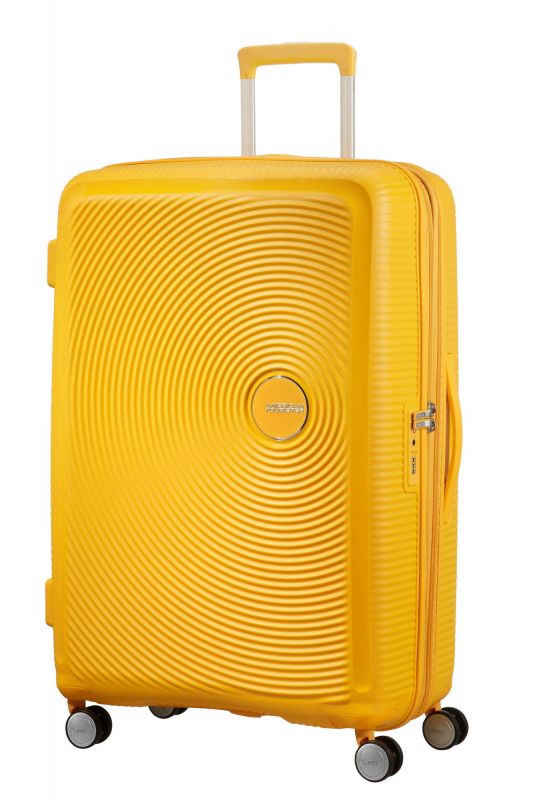 Валіза American Tourister, Soundbox, поліпропілен, велика, 77см,  97/110л, TSA, 4 колеса, EXP, жовтий