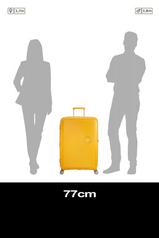 Валіза American Tourister, Soundbox, поліпропілен, велика, 77см,  97/110л, TSA, 4 колеса, EXP, жовтий