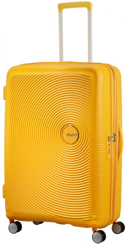 Валіза American Tourister, Soundbox, поліпропілен, велика, 77см,  97/110л, TSA, 4 колеса, EXP, жовтий