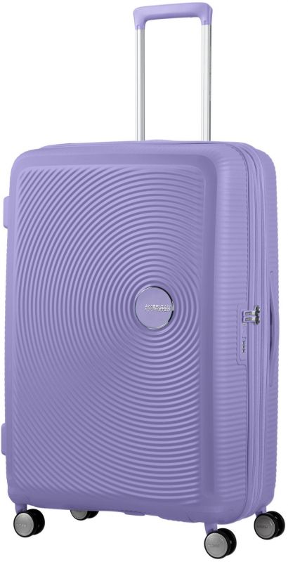 Валіза American Tourister, Soundbox, поліпропілен, велика, 77см,  97/110л, TSA, 4 колеса, EXP, лавандовий