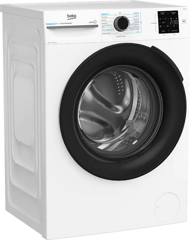 Пральна машина Beko фронтальна, 8кг, 1000, A, 55см, дисплей, інвертор, пара, білий
