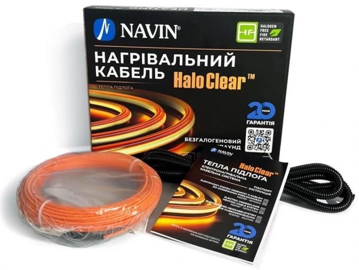 Кабель нагрівальний Navin HaloClear 18/260 двожильний для систем опалення 1.7м кв, 14.4м 260Вт 230В