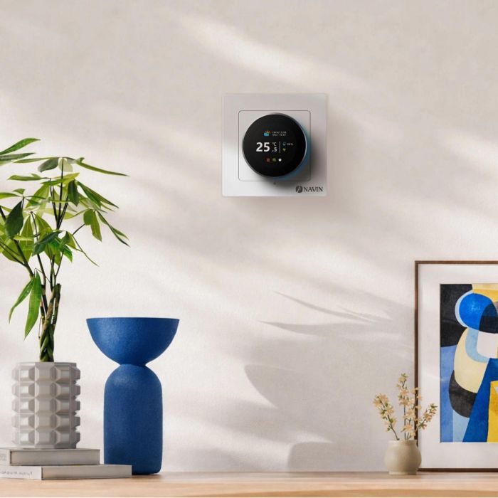 Терморегулятор Navin EH20R-16A 5...35 °C для теплої підлоги електронний Wi-Fi Tuya, Smart Life вбудований дротовий датчик 16A 230В білий