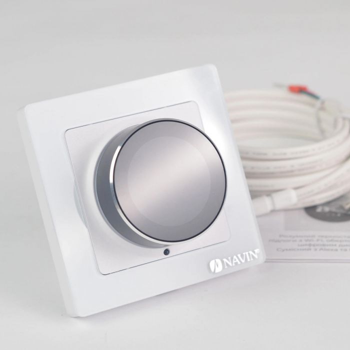 Терморегулятор Navin EH20R-16A 5...35 °C для теплої підлоги електронний Wi-Fi Tuya, Smart Life вбудований дротовий датчик 16A 230В білий