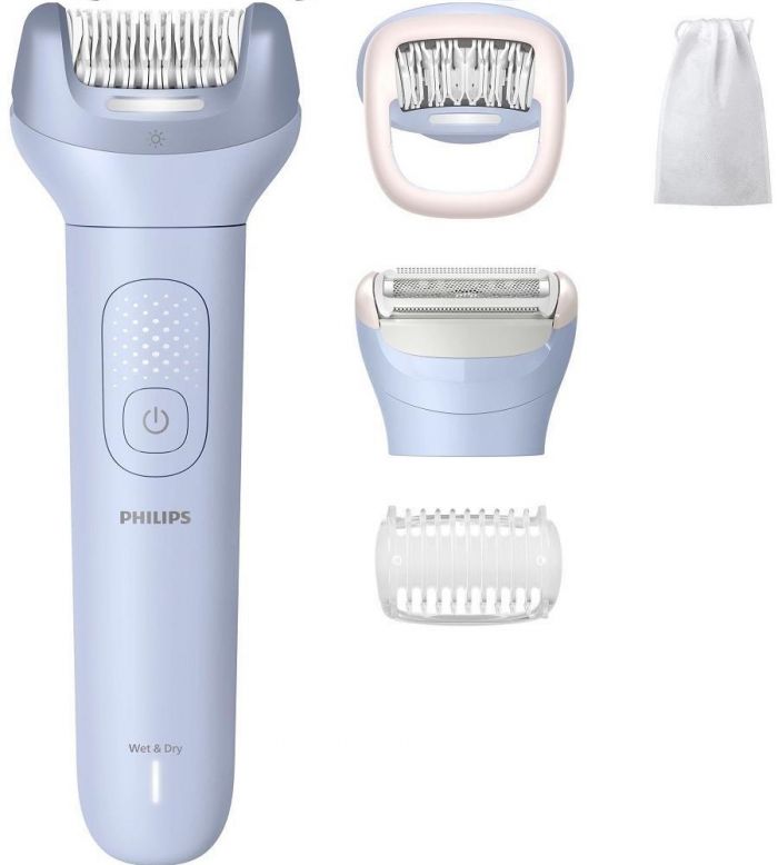 Епілятор Philips Series 8000 дисковий, аккумул., пінцет.-32, волог.+сух., насадок-4, чохол біло-голубий