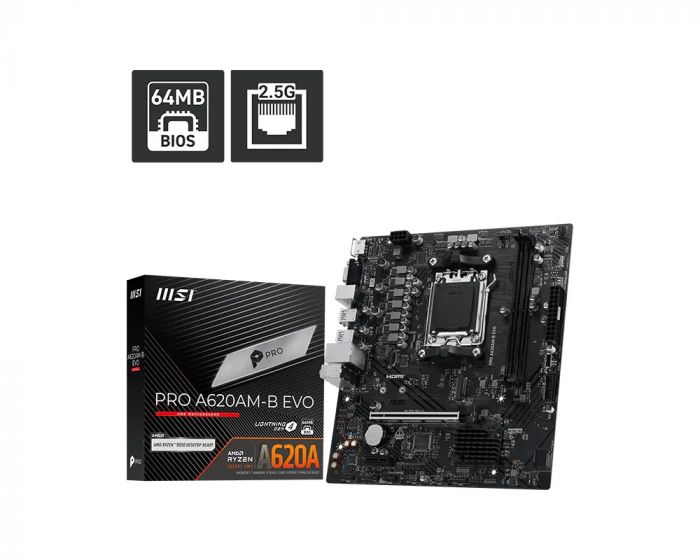Материнcька плата MSI PRO A620AM-B EVO sAM5 A620 2xDDR5 M.2 HDMI D-Sub mATX
