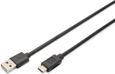 Кабель DIGITUS USB-A > USB-C заряджання/синхронізації, USB 2.0, M/M, 3м, чорний