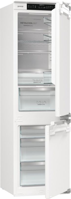 Холодильник Gorenje вбудований з нижн. мороз., 177x54x55см, 2 двері,244(68)л, А+, NF+, Зона св-ті, Диспл, Wi-Fi, Біли
