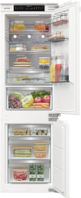 Холодильник Gorenje вбудований з нижн. мороз., 177x54x55см, 2 двері,244(68)л, А+, NF+, Зона св-ті, Диспл, Wi-Fi, Біли