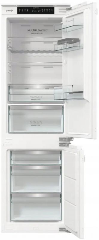 Холодильник Gorenje вбудований з нижн. мороз., 177x69x55см, 2 двері,252(76)л, А+, NF+, Зона св-ті, Диспл, Wi-Fi, Біли