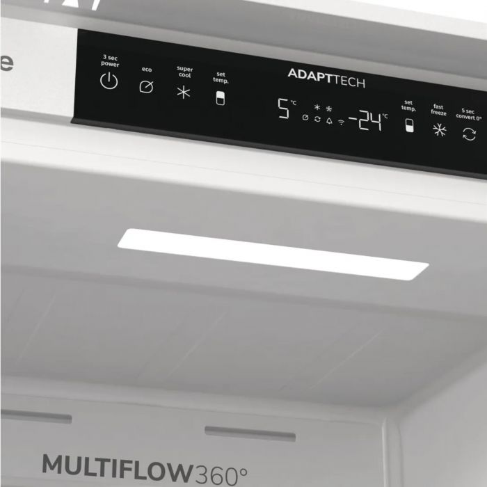 Холодильник Gorenje вбудований з нижн. мороз., 177x69x55см, 2 двері,252(76)л, А+, NF+, Зона св-ті, Диспл, Wi-Fi, Біли