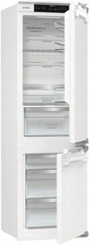Холодильник Gorenje вбудований з нижн. мороз., 177x69x55см, 2 двері,252(76)л, А+, NF+, Зона св-ті, Диспл, Wi-Fi, Біли