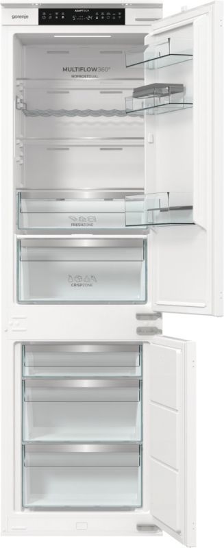 Холодильник Gorenje вбудований з нижн. мороз., 177x69x55см, 2 двері,252(76)л, А+, NF+, Зона св-ті, Диспл, Wi-Fi, Біли