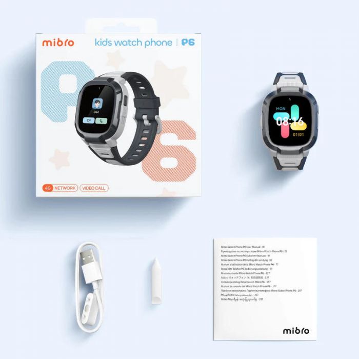 Дитячий годинник-телефон Mibro P6, 1.4", 240x280, GPS, 2MP, 900мА·год, 2АТM, синій