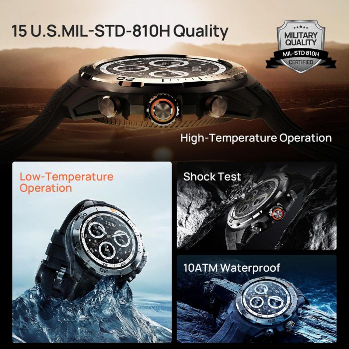 Смарт-годинник Mibro GS Explorer 48мм, 1.32", 466x466, AMOLED, BT 5.3, Dual-band GPS, 10 ATM, чорний обсидіан