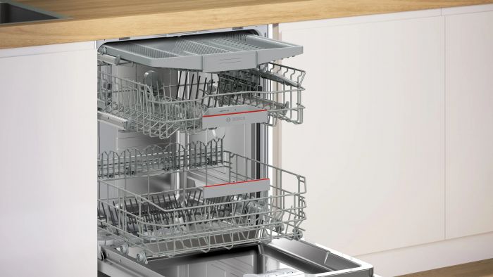 Посудомийна машина Bosch вбудована, 14компл., D, 60см, дисплей, 3й кошик, білий