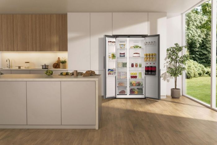 Холодильник SBS Gorenje, 179х62х91см, 2 двері, 347(197)л, А+, NF+, Інв., Зона св-ті, Зовн. Диспл, нерж