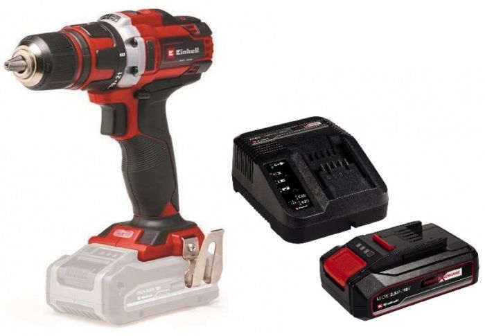 Шурупокрут-дриль акумуляторний Einhell TE-CD 18/40 Li Kit PXC 18В акб 1х2.5А·год 40Нм 400·1500об/хв ЗП 1.25кг