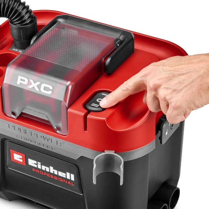 Пилосос професійний акумуляторний Einhell Professional TP-VC 18/10 Li BL 18В 130мбар контейнер 10л вологе/сухе прибирання Dust Class L 3.05кг без АКБ та ЗП