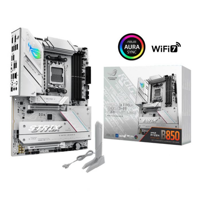 Материнcька плата ASUS ROG STRIX B850-A GAMING sAM5 B850 4xDDR5 M.2 HDMI DP Wi-Fi BT ATX білий