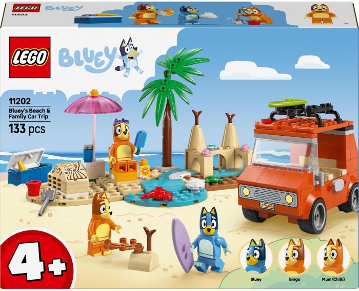 Конструктор LEGO Bluey Пляж і сімейна поїздка на автомобілі Блуї