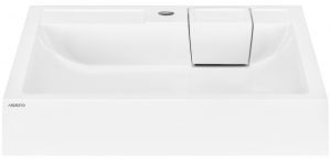 Раковина, умивальник ARDESTO Charlie, штучний камінь, прямокут., з отвором для змішувача, без переливу, 595х595х115мм, накладний, білий