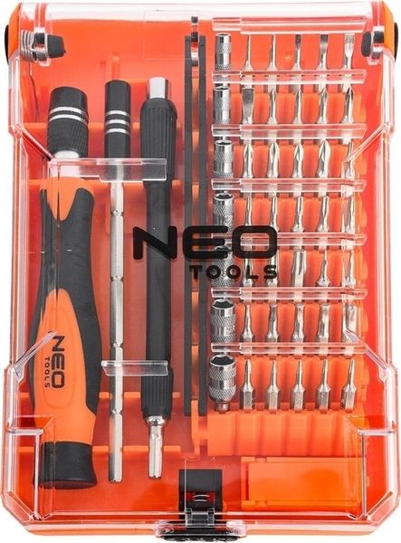 Біти Neo Tools, 1/4", бітотримач, прецизійні, CrV, набір 45шт