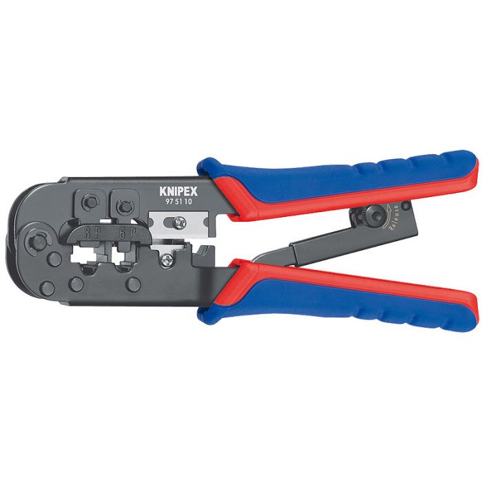 Обжимний інструмент KNIPEX, багатофункціональний, RJ 11/12, RJ 45, 190мм, 0.340кг