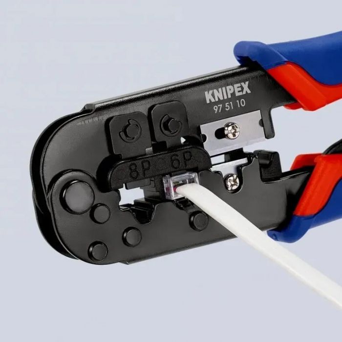 Обжимний інструмент KNIPEX, багатофункціональний, RJ 11/12, RJ 45, 190мм, 0.340кг