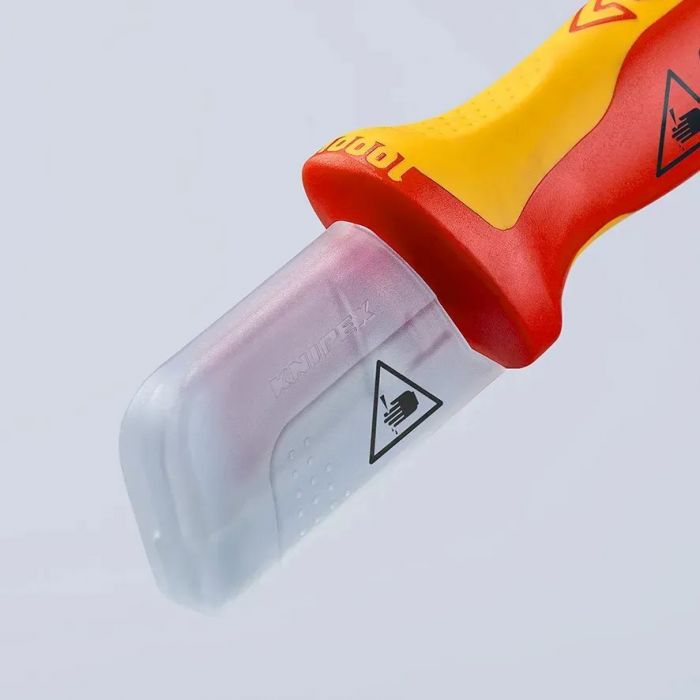 Ніж монтерський KNIPEX, діелектричний, для робіт під напругою 1000В, вигнуте лезо, 180мм, 0.068кг