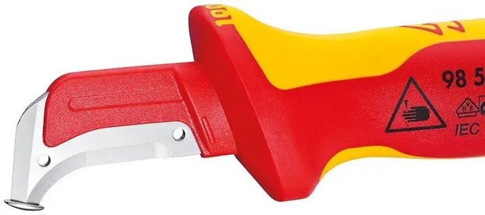 Ніж монтерський KNIPEX, діелектричний, для робіт під напругою 1000В, вигнуте лезо, 180мм, 0.068кг