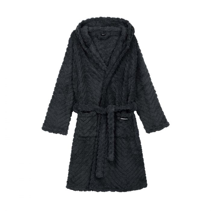 Халат жіночий ARDESTO Zigzag, розмір XXL, 100% поліестер, сірий