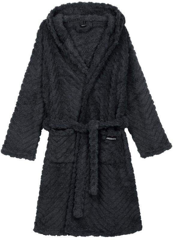 Халат жіночий ARDESTO Zigzag, розмір XXL, 100% поліестер, сірий