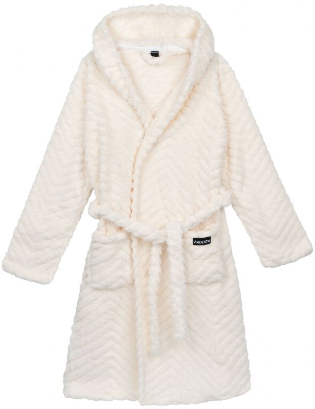 Халат жіночий ARDESTO Zigzag, розмір XXL, 100% поліестер, білий