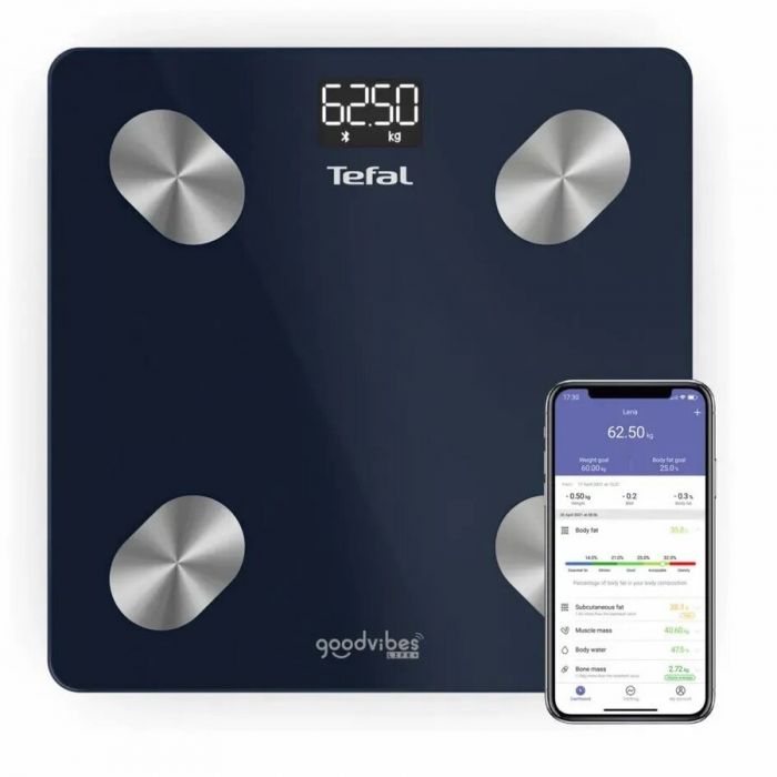 Ваги Tefal підлогові Goodvibes Life+, 180кг, Bluetooth, AAAx3 в комплекті, скло, синій