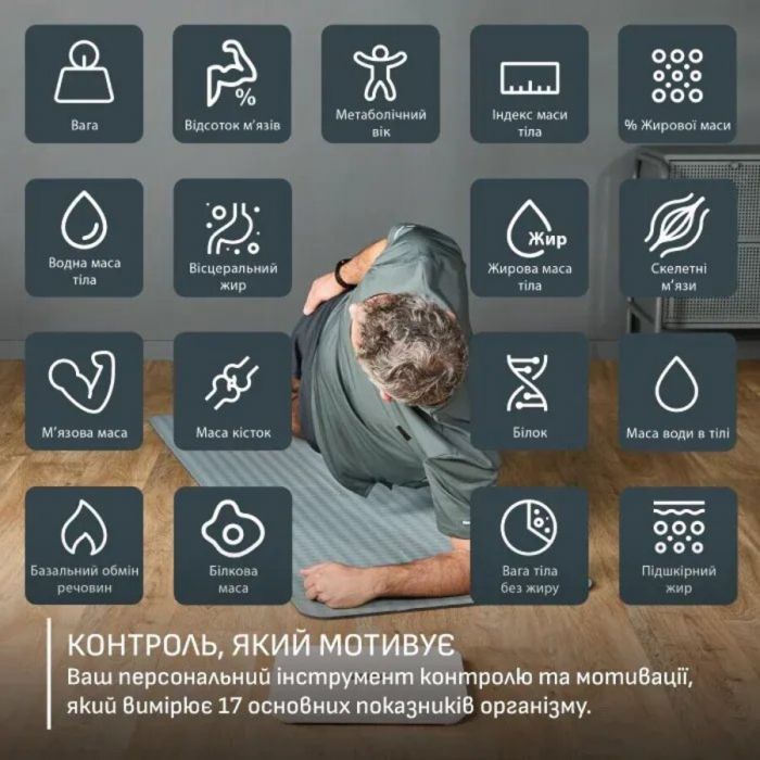 Ваги Tefal підлогові Goodvibes Sport, 200кг, Bluetooth, AAAx4 в комплекті, скло, білий