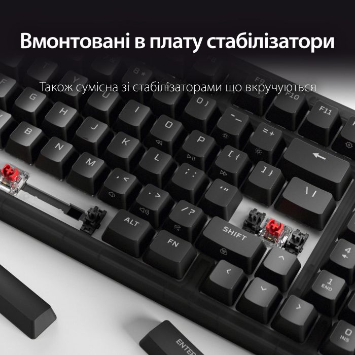 Клавіатура механічна HyperX Alloy Origins 2 1800 103key, Red, USB-A, Hot-Swap, EN/UA, RGB, чорний
