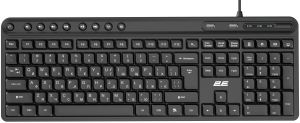 Клавіатура мембранна 2E KS1100 104key, 2xUSB HUB, USB-A, EN/UK, чорний