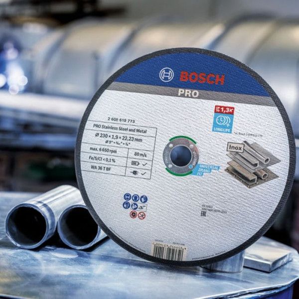 Диск відрізний Bosch Professional для нержавіючої сталі та металу 230x1.9x22.23мм