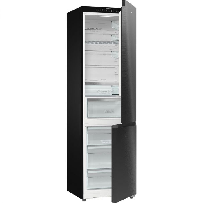 Холодильник з нижн. мороз. камерою Gorenje, 203х66х60см, 2 двері, 257(121)л, А+, NF+, Зона св-ті, Інвертор, Внутр. Дисп, Wi-Fi, Чорний