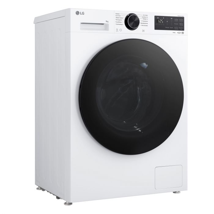 Пральна машина LG фронтальна, 9кг, 1200, A, 48см, дисплей, пара, інвертор, білий