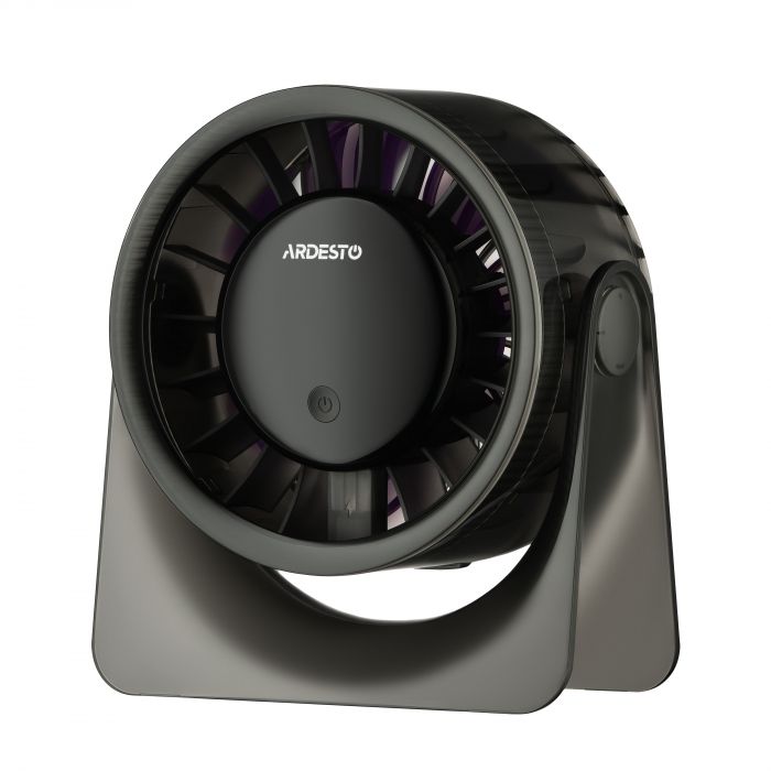 Вентилятор ARDESTO OneBreeze FT-M95B настільний, 12см, дисплей, акумулятор, USB-A Type-C, сірий
