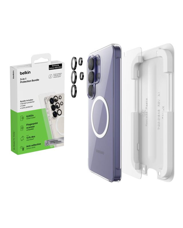 Набір захисту Belkin 3в1 для Samsung Galaxy S26 Ultra (скло, чохол, захист камери) (1 Pack)