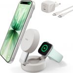 Зарядний пристрій бездротовий Belkin UltraCharge Pro 2в1 Convertible Magnetic Charging Dock 25Вт, Sand