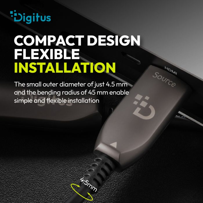 Кабель DIGITUS HDMI UHD 8K, AOC hybrid-fiber, type A M/M, 40м, чорний