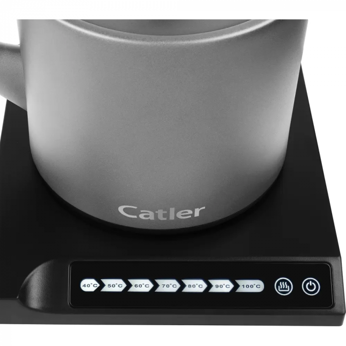 Електрочайник Catler 0.6л, Strix, заварник, нерж. сталь, підтримка температури, сенс. керув., сірий