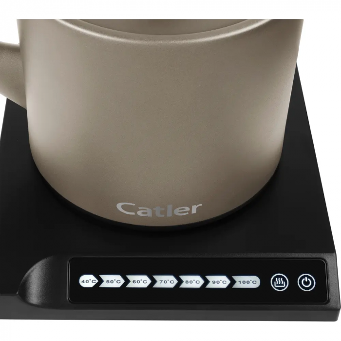 Електрочайник Catler 0.6л, Strix, заварник, нерж. сталь, підтримка температури, сенс. керув., бежевий